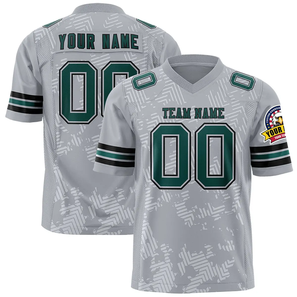 Gray Midnight Green-Black Graffiti Line Football Jersey