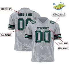 Gray Midnight Green-Black Graffiti Line Football Jersey 2