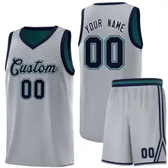 Gray Midnight Green Chest Slash Pattern Basketball Jersey
