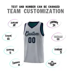 Gray Midnight Green Chest Slash Pattern Basketball Jersey 2