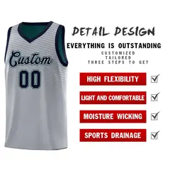 Gray Midnight Green Chest Slash Pattern Basketball Jersey 4