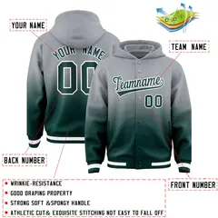 Gray Midnight Green Gradient Letterman Varsity Jacket Hoodie 4