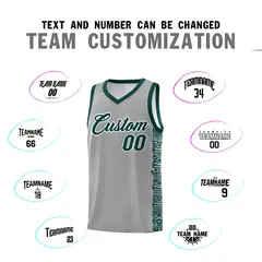 Gray Midnight Green Indians Pattern Basketball Jersey 4