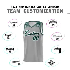 Gray Midnight Green Indians Print Basketball Jersey 4