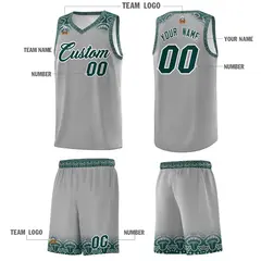 Gray Midnight Green Indians Print Basketball Jersey 5