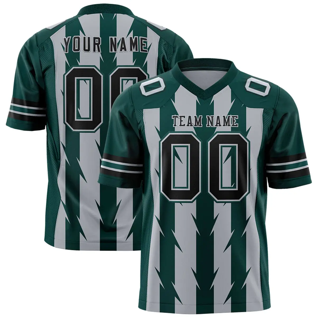 Gray Midnight Green Razr Stripe Graffiti Flag Football Jersey