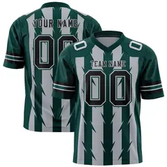 Gray Midnight Green Razr Stripe Graffiti Flag Football Jersey 1