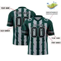 Gray Midnight Green Razr Stripe Graffiti Flag Football Jersey 2