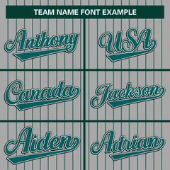 Gray Midnight Green Stripe Full Button Baseball Jersey 3