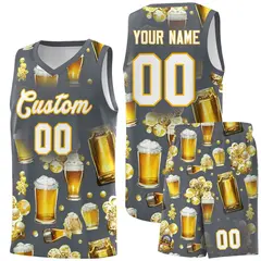 Gray National Beer Day Beer Bubble Basketball Jersey