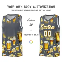 Gray National Beer Day Beer Bubble Basketball Jersey 2