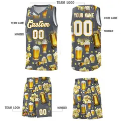 Gray National Beer Day Beer Bubble Basketball Jersey 3