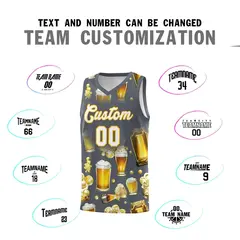 Gray National Beer Day Beer Bubble Basketball Jersey 4