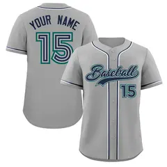 Gray Navy-Aqua Authentic Classic Baseball Jersey