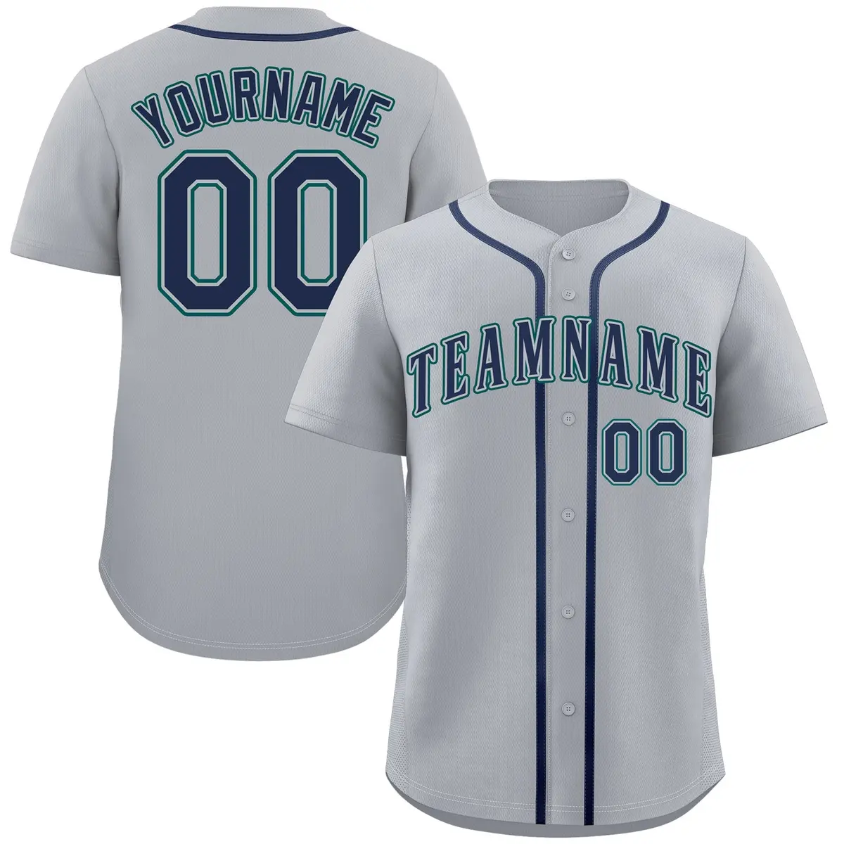 Gray Navy-Aqua Authentic Classic Baseball Jersey