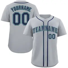 Gray Navy-Aqua Authentic Classic Baseball Jersey 1
