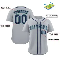 Gray Navy-Aqua Authentic Classic Baseball Jersey 2
