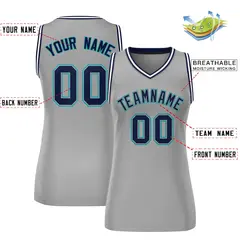 Gray Navy-Aqua Classic Mesh Basketball Jersey for Women 2