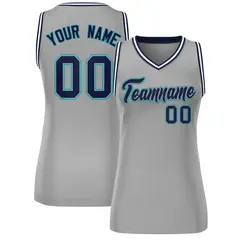 Gray Navy-Aqua Classic Mesh Basketball Jersey for Women