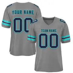 Gray Navy-Aqua Classic Style Authentic Football Jersey 1