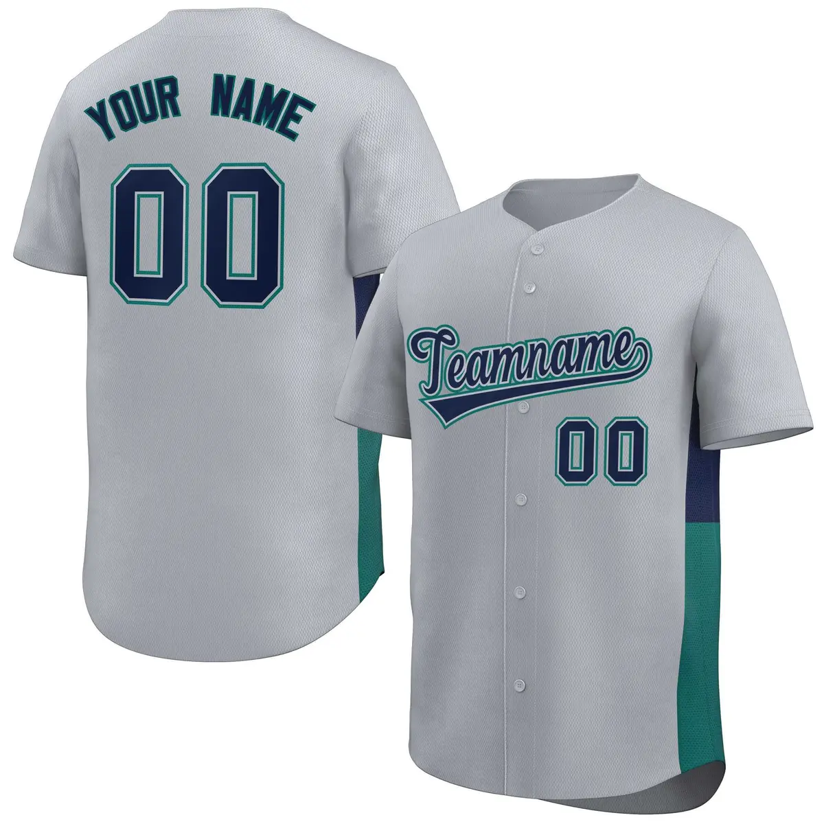 Gray Navy-Aqua Side Two-Tone Authentic Baseball Jersey