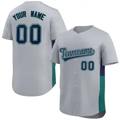 Gray Navy-Aqua Side Two-Tone Authentic Baseball Jersey