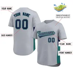 Gray Navy-Aqua Side Two-Tone Authentic Baseball Jersey 2