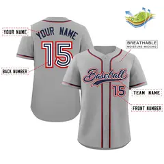 Gray Navy Authentic Classic Baseball Jersey 2