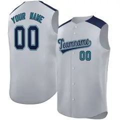 Gray Navy Classic Authentic Sleeveless Baseball Jersey