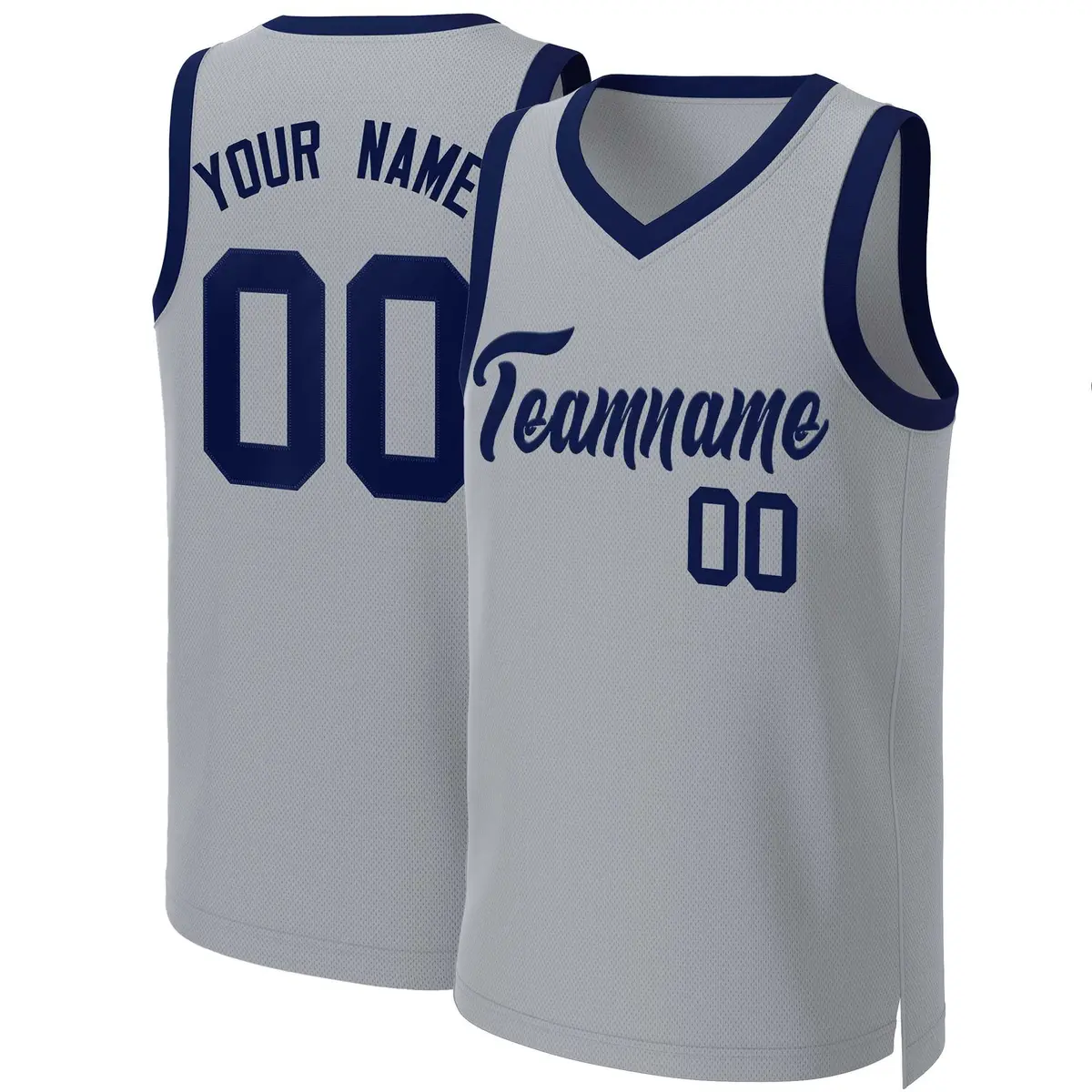 Gray Navy Classic Basketball Jersey