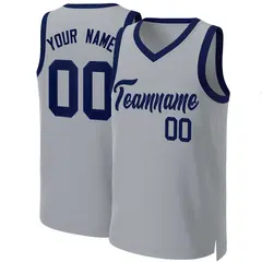 Gray Navy Classic Basketball Jersey