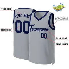 Gray Navy Classic Basketball Jersey 2