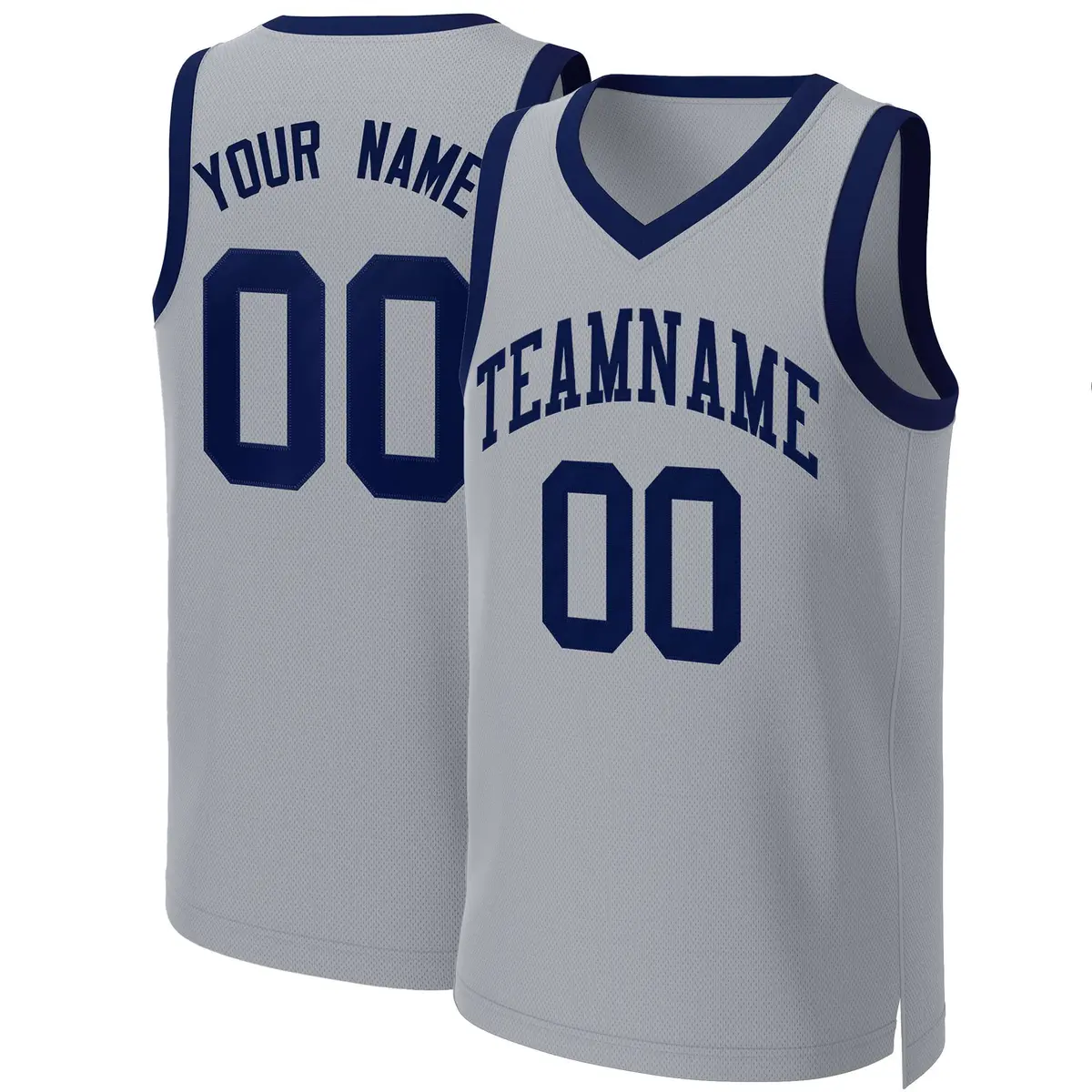 Gray Navy Classic Basketball Jersey