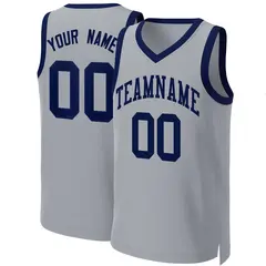 Gray Navy Classic Basketball Jersey 1