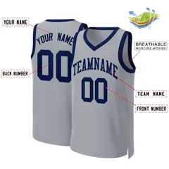 Gray Navy Classic Basketball Jersey 2