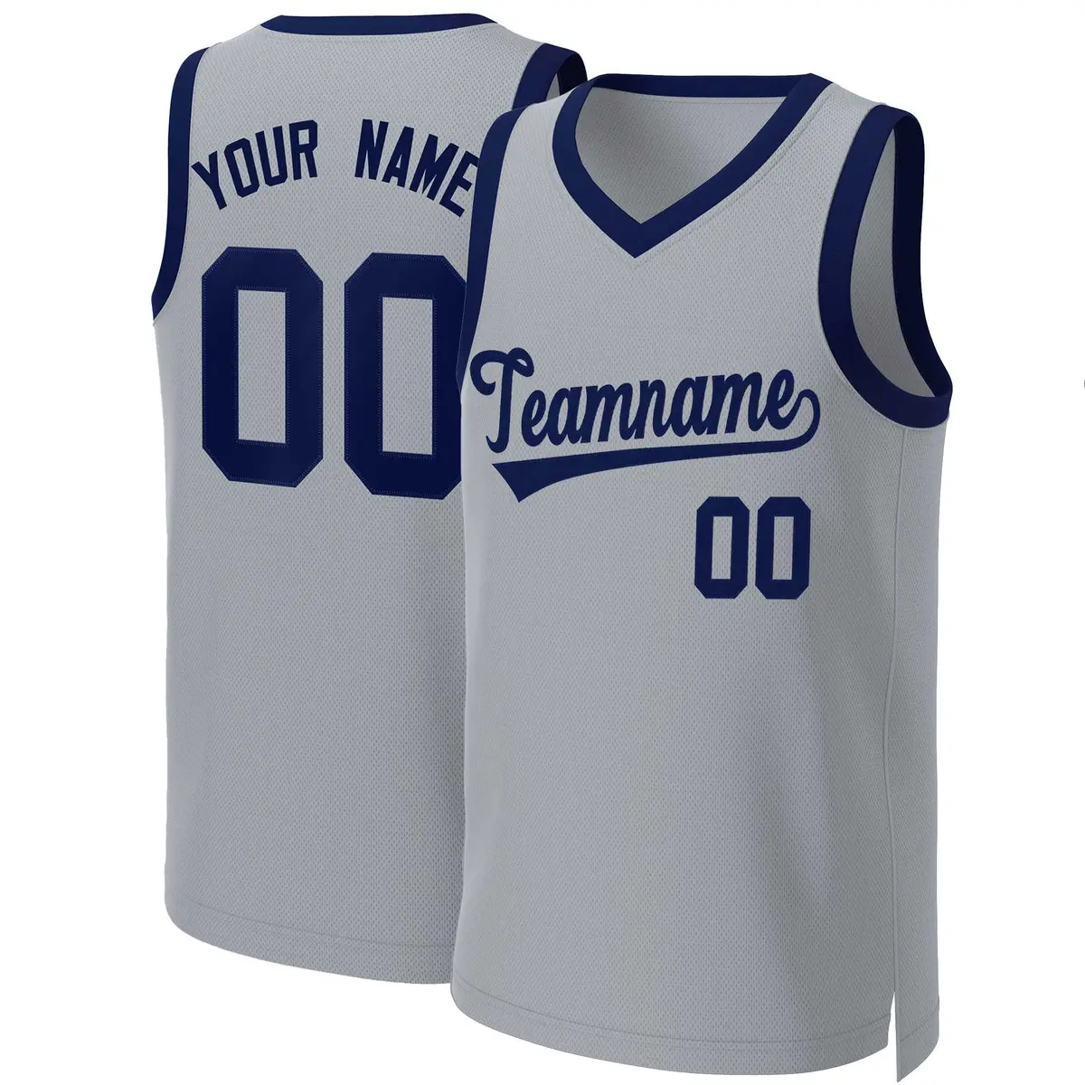 Gray Navy Classic Basketball Jersey