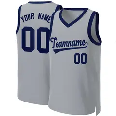 Gray Navy Classic Basketball Jersey 1