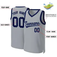 Gray Navy Classic Basketball Jersey 2