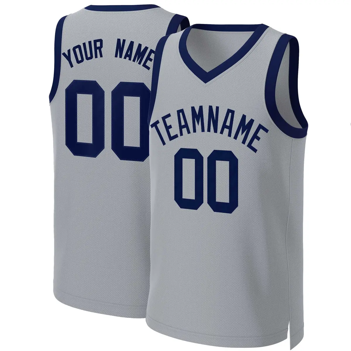 Gray Navy Classic Basketball Jersey