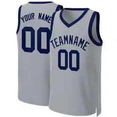 Gray Navy Classic Basketball Jersey 1