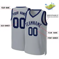 Gray Navy Classic Basketball Jersey 2