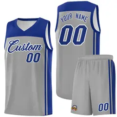 Gray Navy Classic Basketball Jersey Sports Uniform