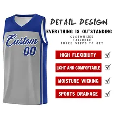 Gray Navy Classic Basketball Jersey Sports Uniform 2