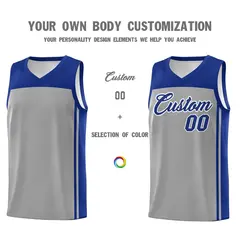 Gray Navy Classic Basketball Jersey Sports Uniform 3