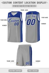Gray Navy Classic Basketball Jersey Sports Uniform 5