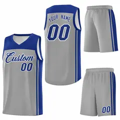 Gray Navy Classic Basketball Jersey Sports Uniform 6
