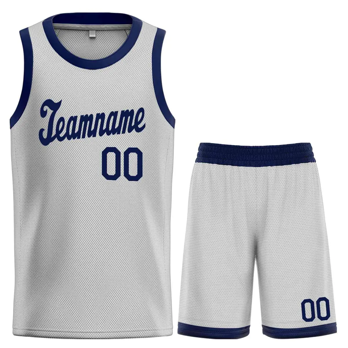 Gray Navy Classic Basketball Jersey Sports Uniform
