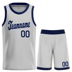 Gray Navy Classic Basketball Jersey Sports Uniform