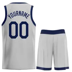 Gray Navy Classic Basketball Jersey Sports Uniform 2