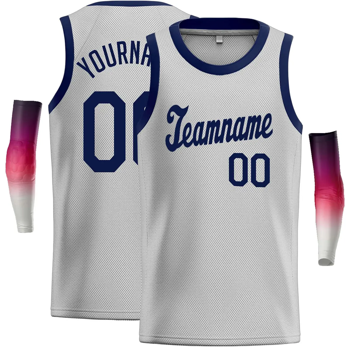 Gray Navy Classic Casual Basketball Jersey